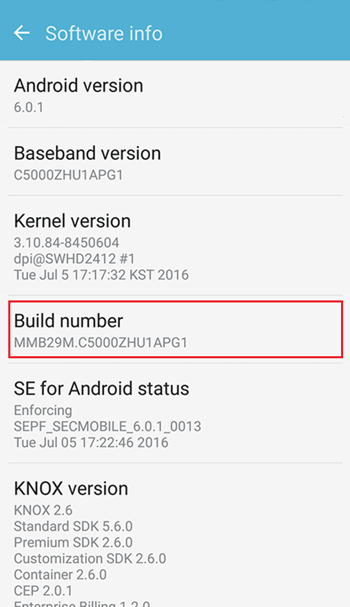 Your Phone’s Build Number